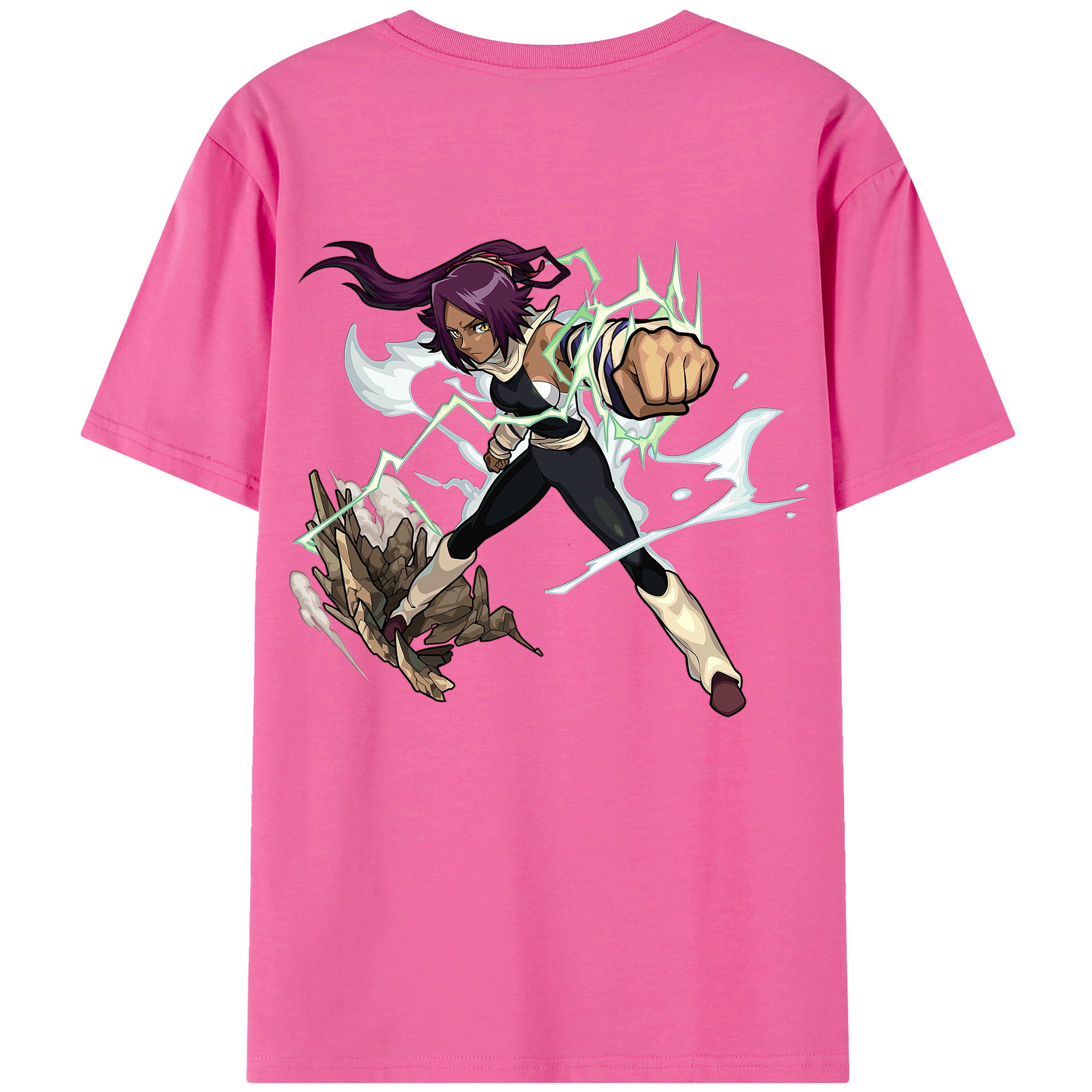 （画像用） ブリーチ 四楓院 夜一（しほういん よるいち） BLEACH Shihouin Yoruichi レディース半袖Tシャツ(バックプリント)